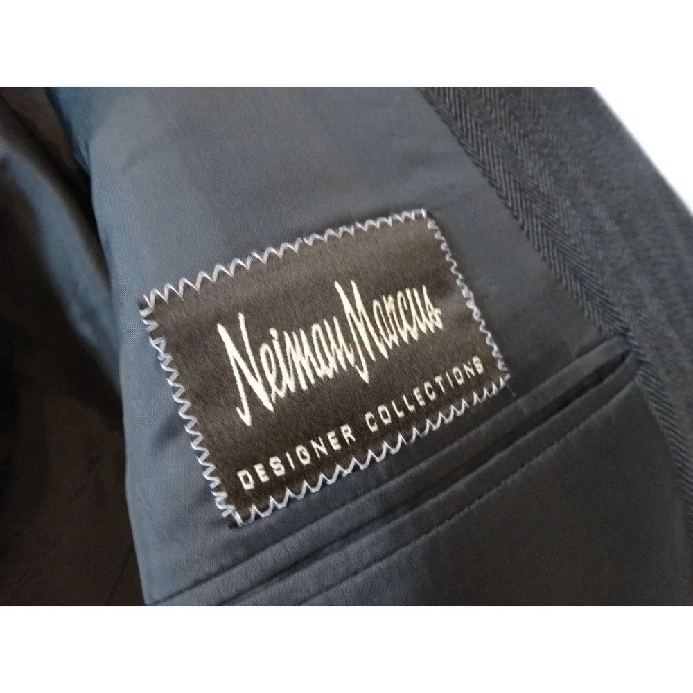 GIORGIO ARMANI Le Collezioni Made Italy Wool‎ Slate Gray JACKET Herringbone 40R